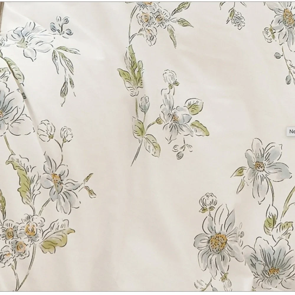 Julie Ann‎ White/Green 100% Cotton Comforter Set Queen Cottagecore Farmhouse